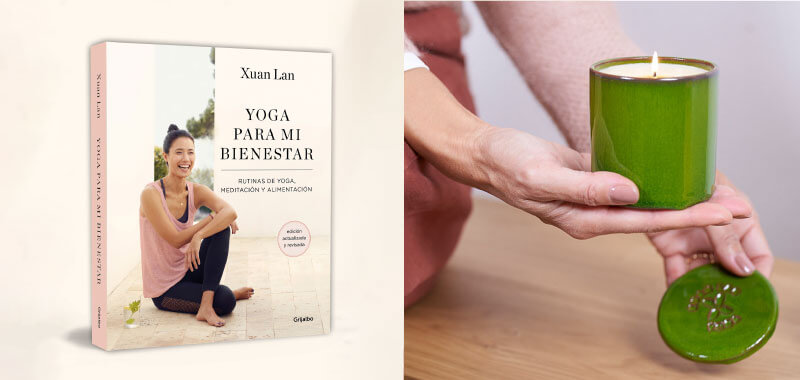 Kit de yoga y bienestar con libro y vela